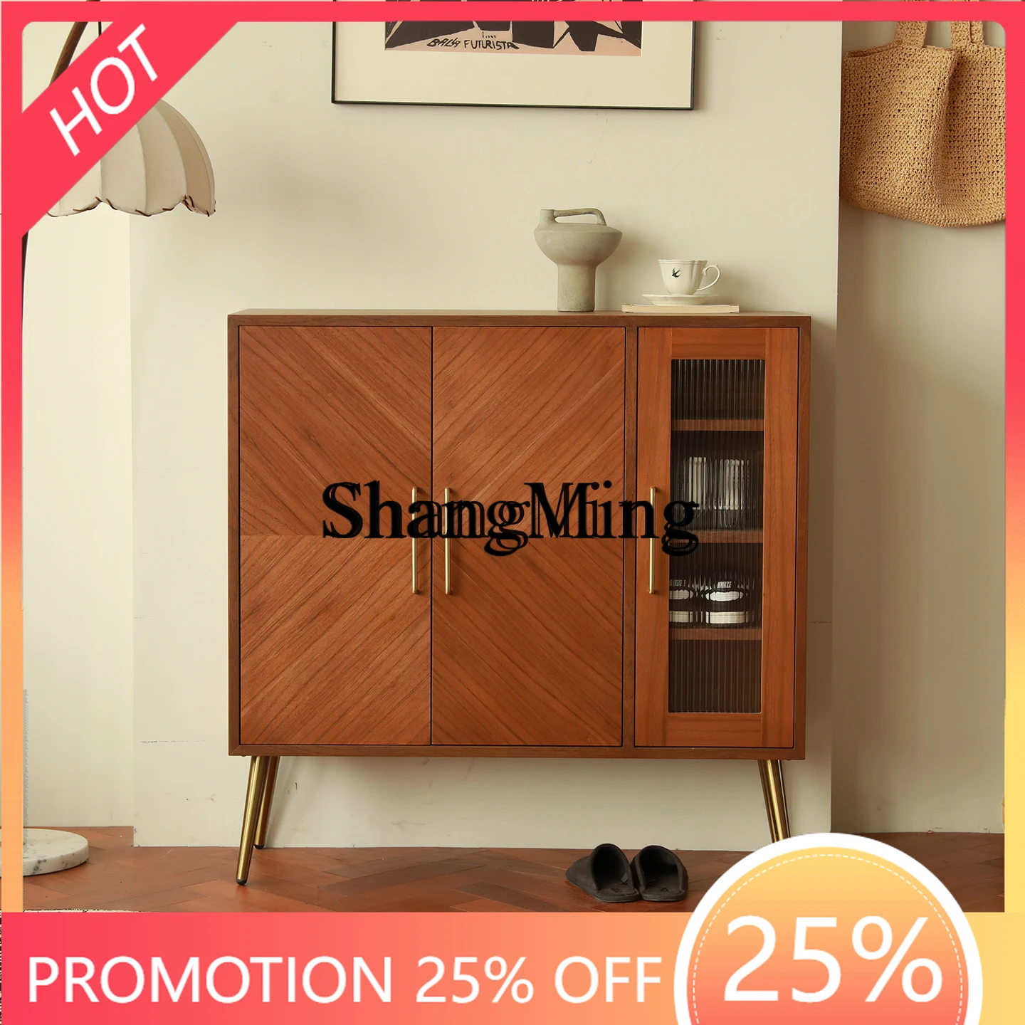 

SM medieval solid wood shoe cabinet, living room, home entrance entrance, large-capacity storage storage display cabinet