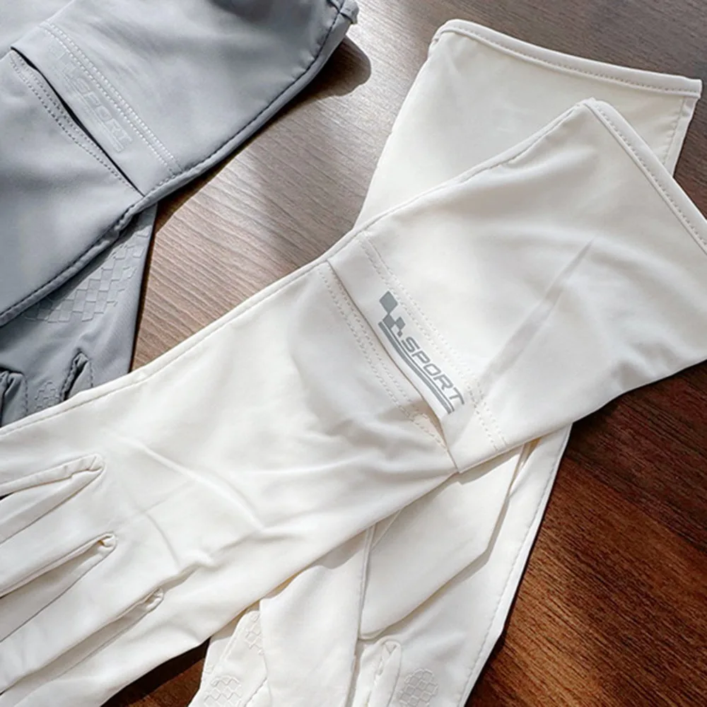 Guanti per protezione solare da donna in seta di ghiaccio Anti-UV antiscivolo Protezione solare Guanti da equitazione Touch Screen Guanti da guida estivi traspiranti Uomo