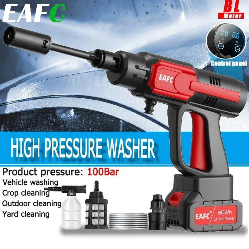 EAFC 200Bar Wireless Car Washing Machiner Brushless Cordless Car Garden Cleaning Spray Gun Home Tool For Makita 21V Battery