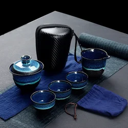 Chinese Kung Fu Travel Tea Set Ceramic Glaze Teapot Teacup Gaiwan Porcelain Teaset Kettles Teaware Sets Drinkware Tea Ceremony