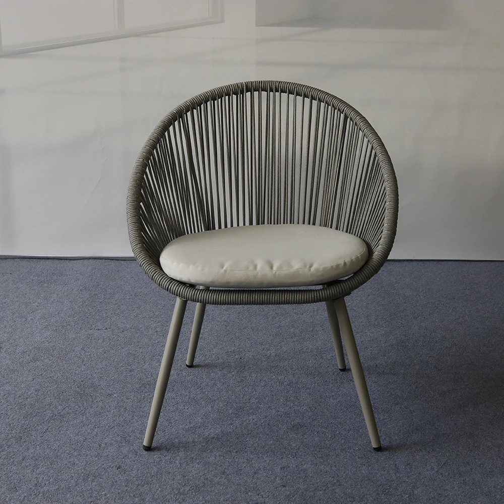 Matte Black Woven Rope Egg Chair Set 2 Pcs with Side Table, Patio Chairs with White Cushions, Smoked Glass Table for Garden