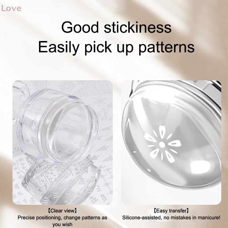 [L&P] ختم أظافر على شكل قلب مع مكشطة هلام سيليكون رئيس ختم لطباعة الأظافر الفرنسية مسمار الفن ختم لوحة مانيكير