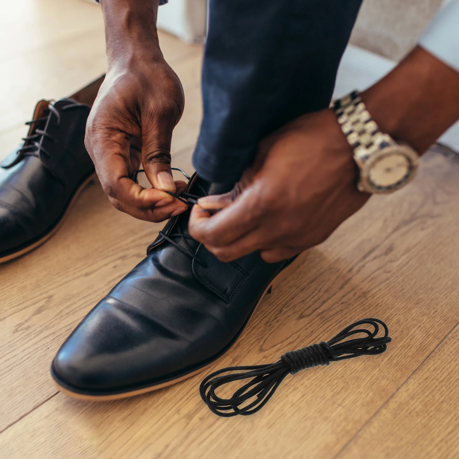 

1 Pair Round Shoe Laces For Dress Shoes Boots Waxed Shoelaces Men Durable Boot Lace High Grade Polyester Heat Pressed No