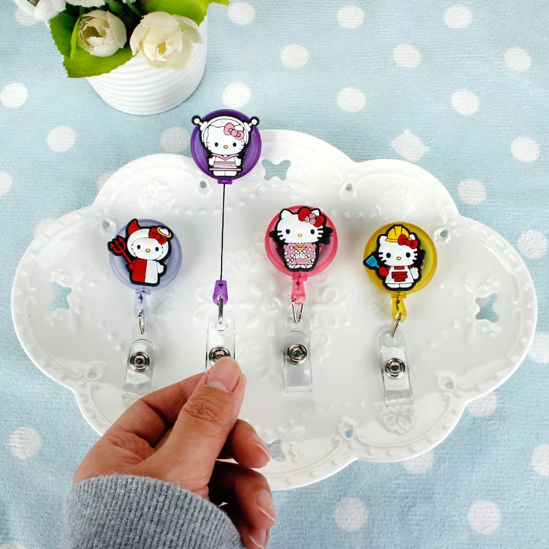 Cute Hello Kitty ID Card Holder Scalable Toggle Clip Employee Card Doctor Nurse Chest Card Student Bus Card Holder - view 2