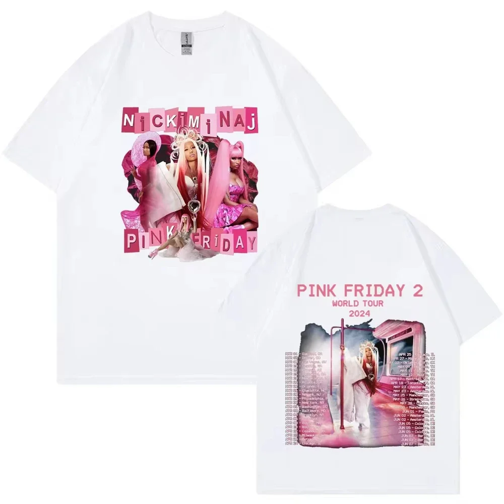 Raper Nicki Minaj T Shirt Pink Friday 2 World Tour T Shirts Mężczyźni Kobiety Moda Estetyczny Harajuku Krótki rękaw Oversized T-shirt