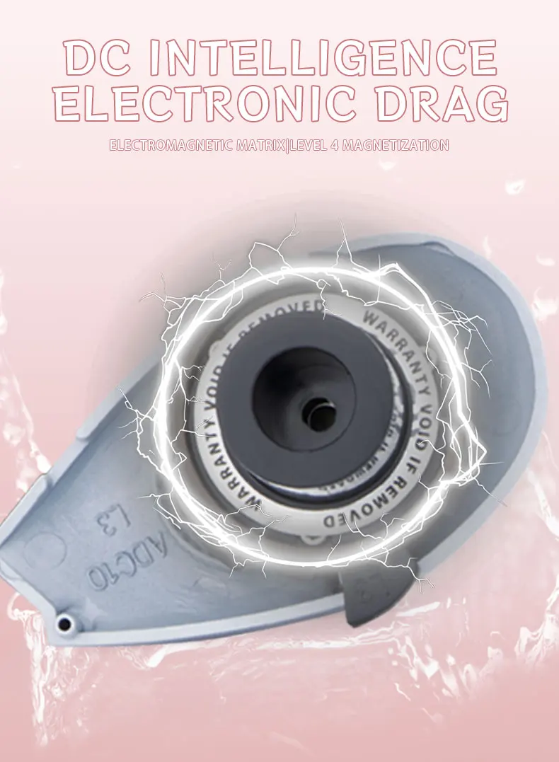 DEUKIO Baitcasting-Rolle DC Elektronische Bremse 8.5:1, 7-Serie Aluminiumlegierungsgehäuse IP67 6+1BB Salzwasser-Angelrolle Pink – Detail 5