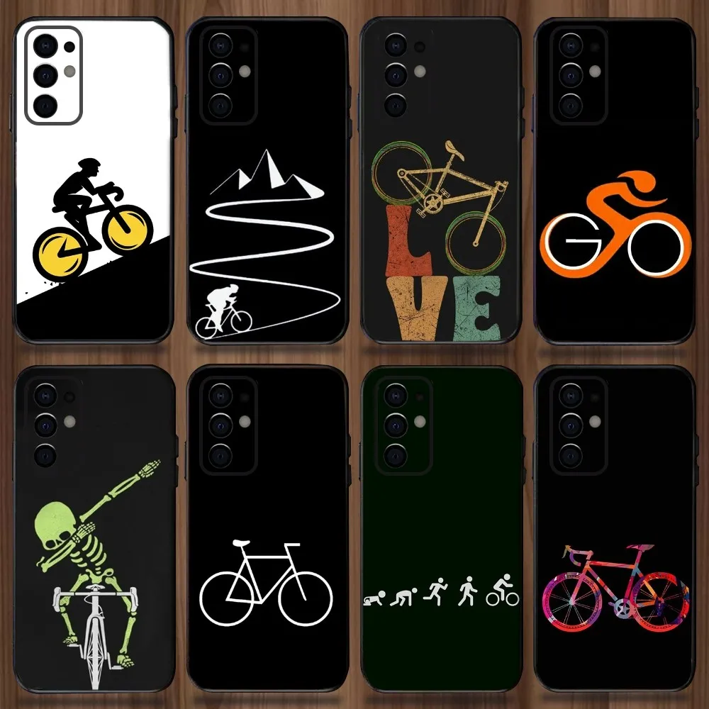 Road Bike Cyclist Cycling Phone Case For Samsung Galaxy A13,A21s,A22,A31,A32,A52,A53,A71,A80,A91 Soft Black Cover