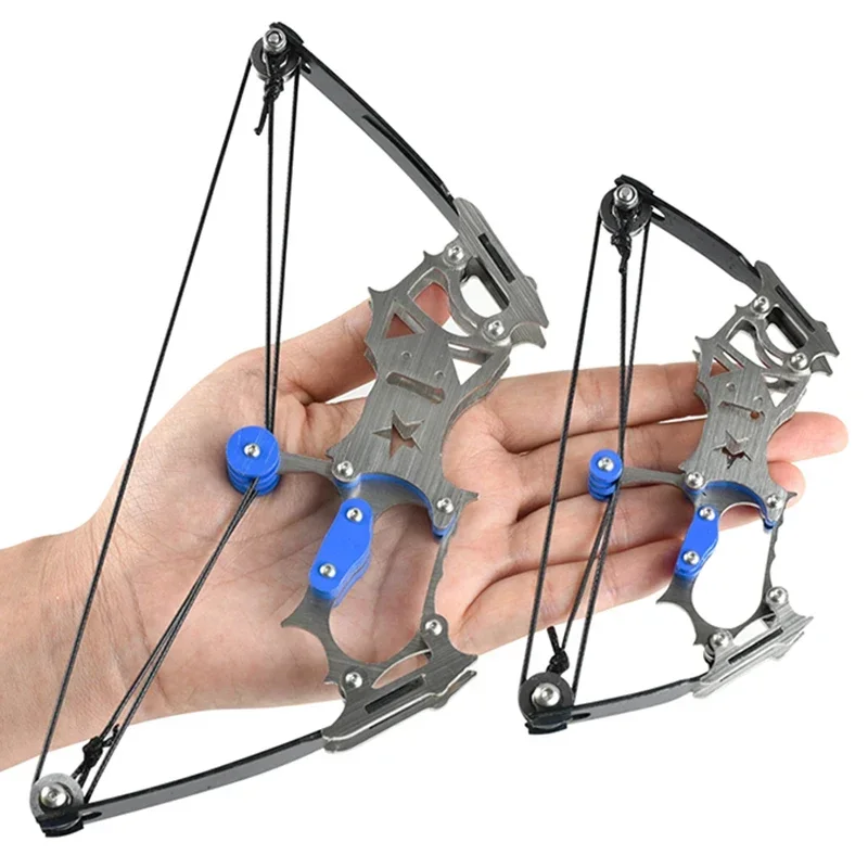 2 Size Mini 304 Stainless Steel Compound Bow Small Pulley Bow Arrow Shooting Toy Indoor and Outdoor Decompression Bowstring Set