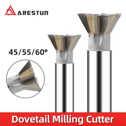 YG8 Dovetail Groove Milling Cutter 45/55/60 Degrees Straight Shank Hard Alloy welded tungsten steel dovetail cutter 16MM 20MM