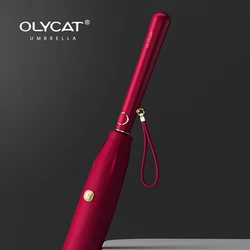 OLYCAT Luxury Long Umbrella Rain Women UV Protection 103cm Automatic Button Red Parasol Umbrella Girl Beach Outdoor For Gifts