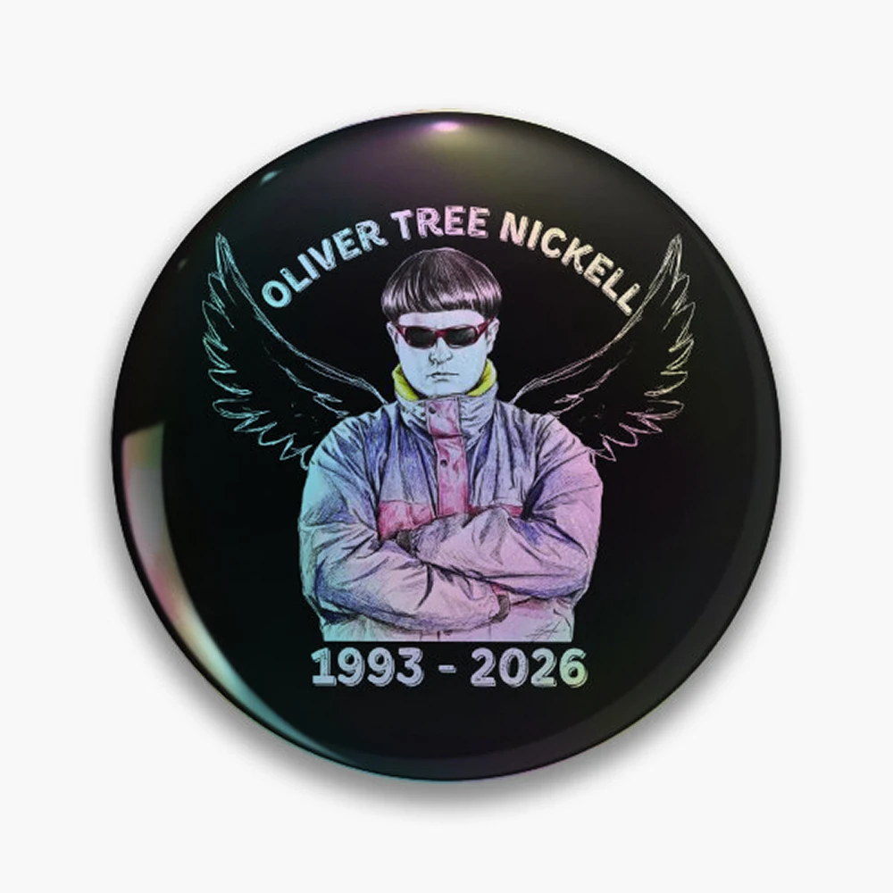 RIP Oliver Tree Tribute Fan Art Pin Holographic Star Heart Pin Brooches Laminated Button Fashion Accessory