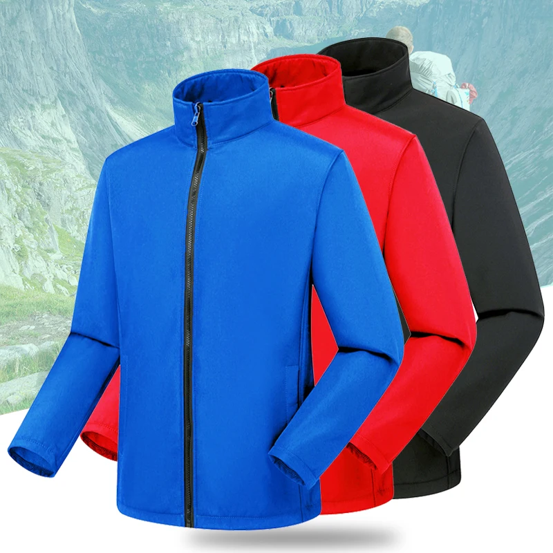 (S-4XL)Softshell Windbreaker Hiking Jacket Men Women Warm Windproof Cycling Fishing Sportswear Sport Coat with Fleece Lining