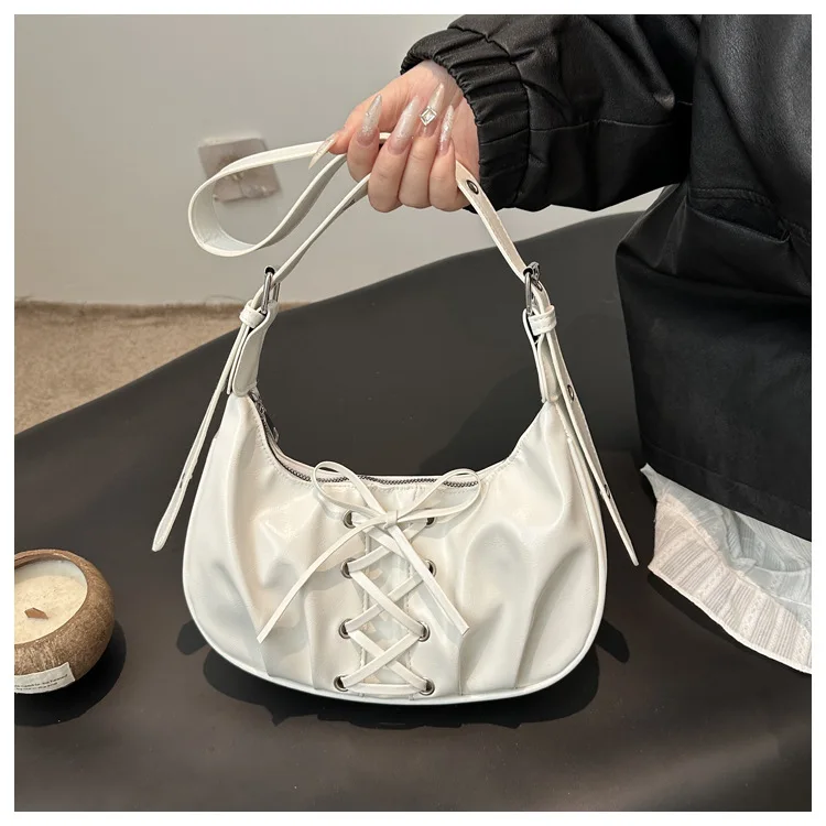 

Women's Stylish Ruched Bowler Bag - Luxury Ribbon Bow Unique Design Versatile Shoulder Bag