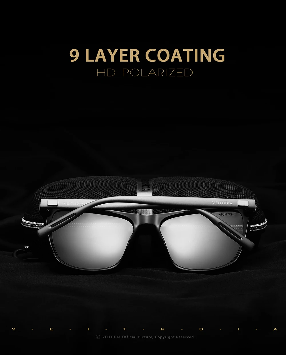 VEITHDIA Markensonnenbrille Unisex Retro Aluminium+TR90 Sonnenbrille Polarisierte Gläser Vintage Brillen Sonnenbrille für Männer/Frauen 6108 – Detail 4