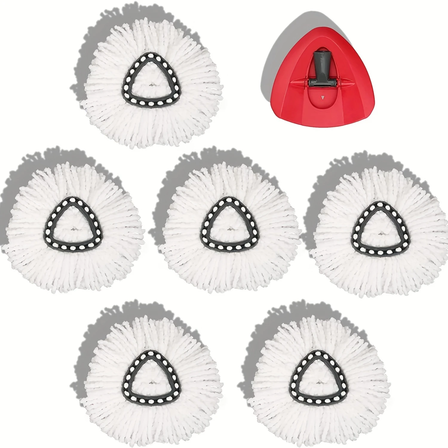 

Durable 6pcs Spin Mop Head Set with Base - Ideal for Wet/Dry Cleaning, Washable & Long-lasting - Essential Dust Removal Supplies