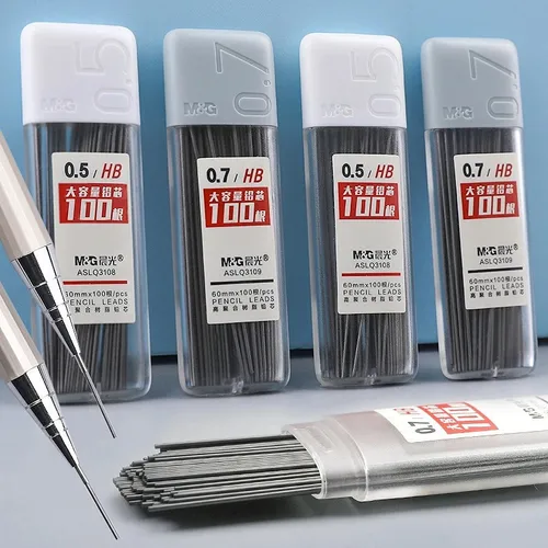 Imagen 2 del producto Lápiz mecánico automático para dibujo, barra de plástico de Metal, 400, 0,5, 0,7, 2B, HB, recarga de núcleo de lápiz, arte escolar, piezas