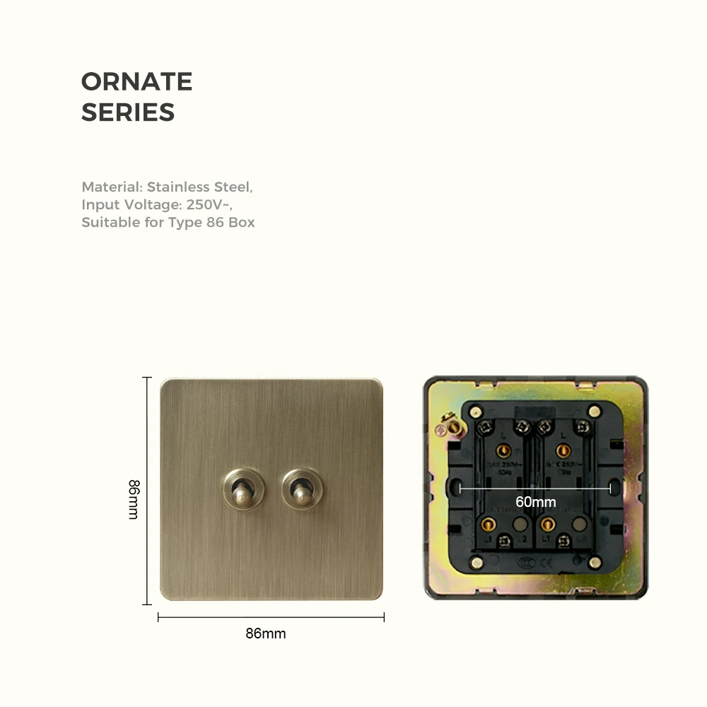 Avoir panneaux métalliques en Bronze brossé prise murale 220V bouton poussoir universel interrupteur à levier interrupteurs à bascule variateur lumière intérieure interrupteur mural interruptor lámpara prises électriqu