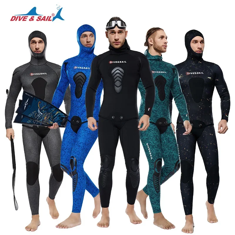 

Snorkeling 3mm CR Neoprene Wetsuit Open Cell Hoodie Full Body 2pcs Scuba Dive Suit Thermal For Spearfishing Surfing Snorkeling