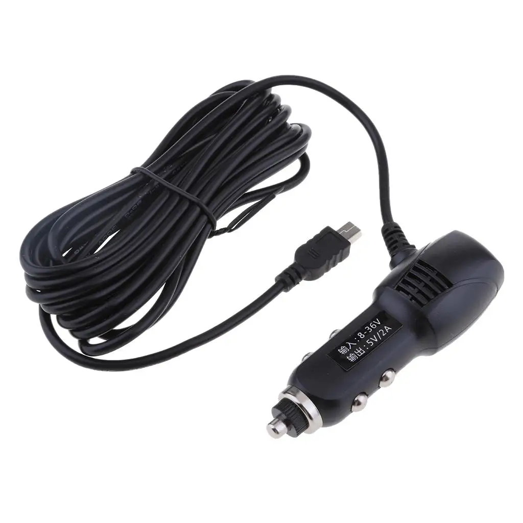 Adaptador de cargador DVR para coche Mini USB de 5V 2A de 3,5 m para varios navegadores GPS SAT
