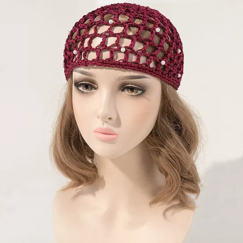 Women Mesh Hair Net Cap Crocheted Snood Night Sleep Cover Turban Hat Headwrap Breathable Hair Accessorices