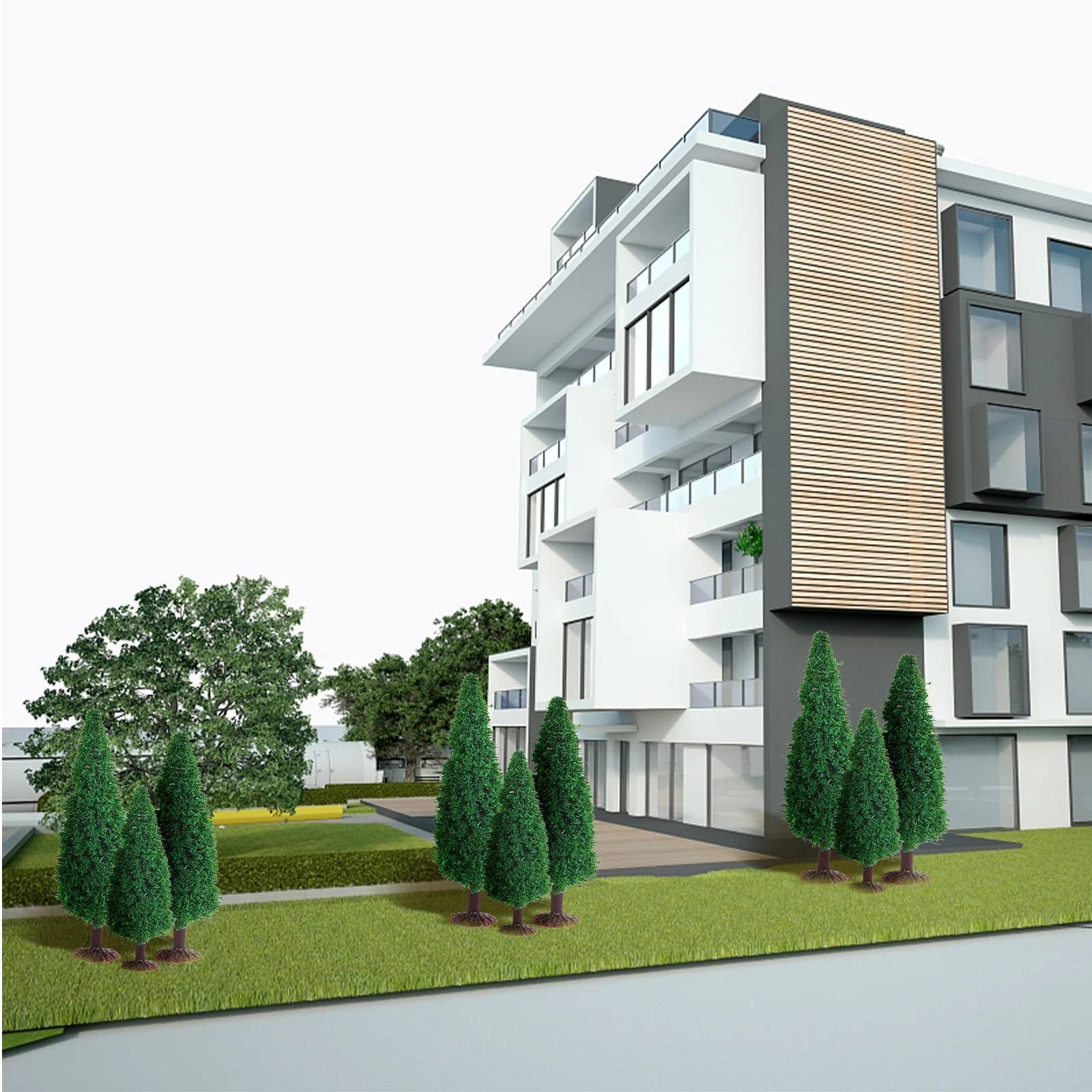 15 pezzi di materiali per albero di Natale, simulazione, scenario, architettura, decorazioni, alberi per il layout del paesaggio del tavolo di sabbia fai da te