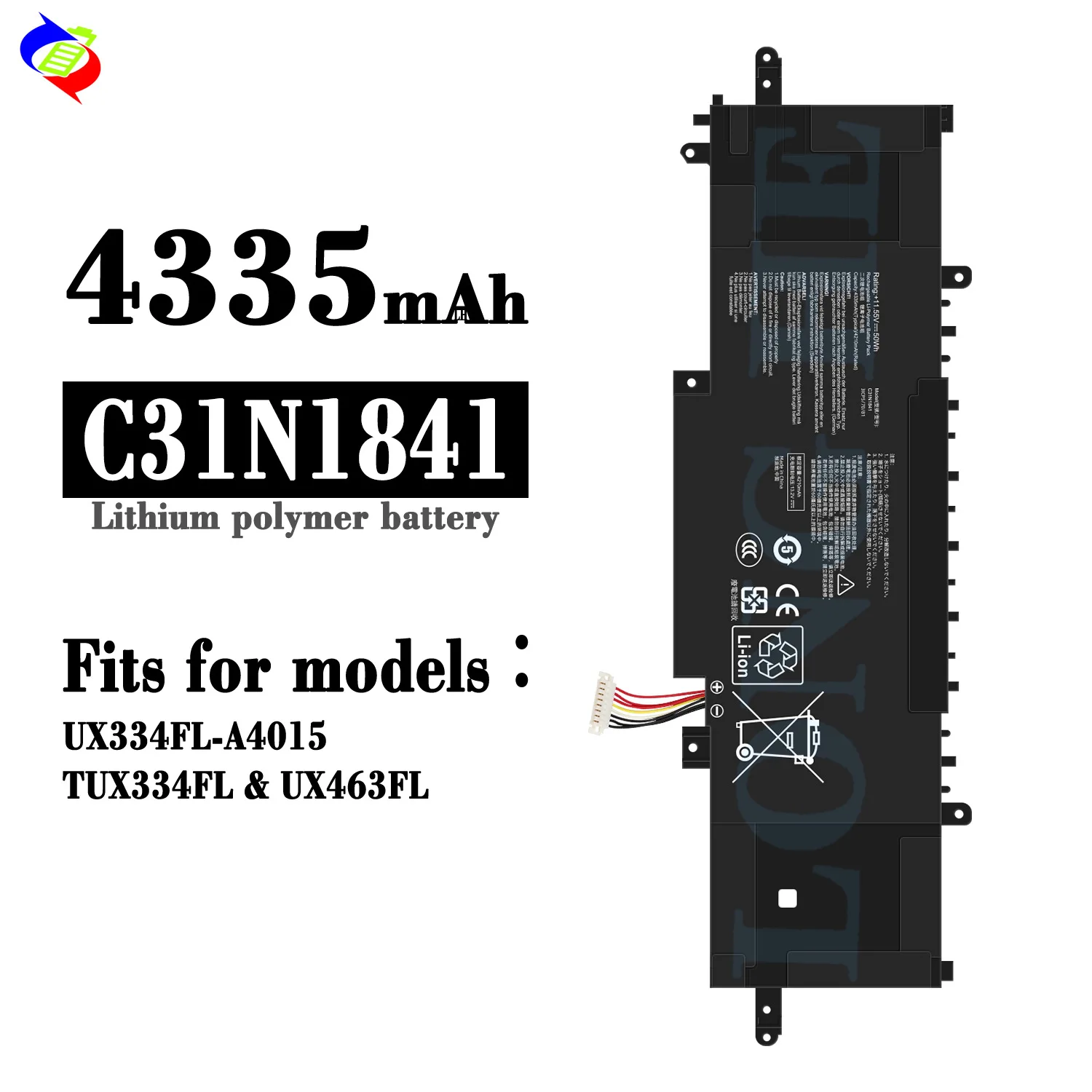 C31N1841 Laptop Battery for ASUS ZenBook UX433FAC UX433FLC UX434FLC UX434FQ Q407IQ Q427FL UM433DA Replacement Battery