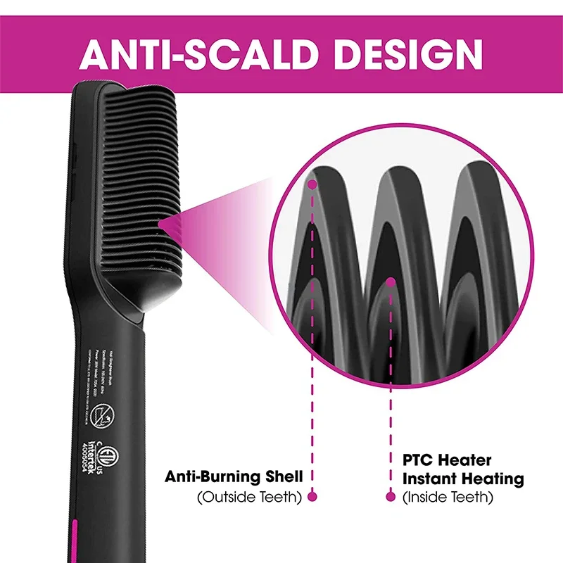 Multifunctional Hair Comb Ceramic Smoothing Fast Heated Electric Hair Straighten Comb Hair Curler Brush Hair Fast Modeling Tool