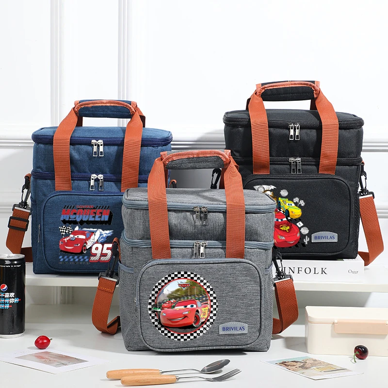 

Lightning McQueen Lunch Bags Car Cartoon Anime Figures Lunch Box Large Capacity Food Insulation Bag Handheld Picnic Bags Gifts