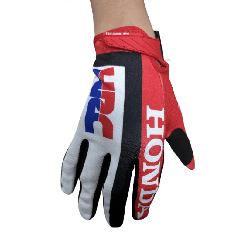 For HONDA HRC Motocross MTB MX Red Air Mesh Gloves Dirt Bike Riding Motorcycle Motorbike Riding Touring Breathable Touchscreen