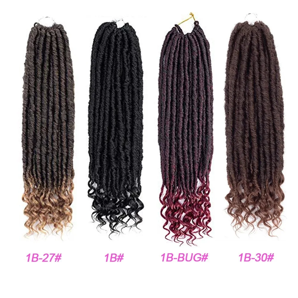 Synthetic Hair Braids Crochet Goddess Faux Locs Crochet Hair 20 Inch Natural Wave Curly Ends Hair Extensions For Black Woman