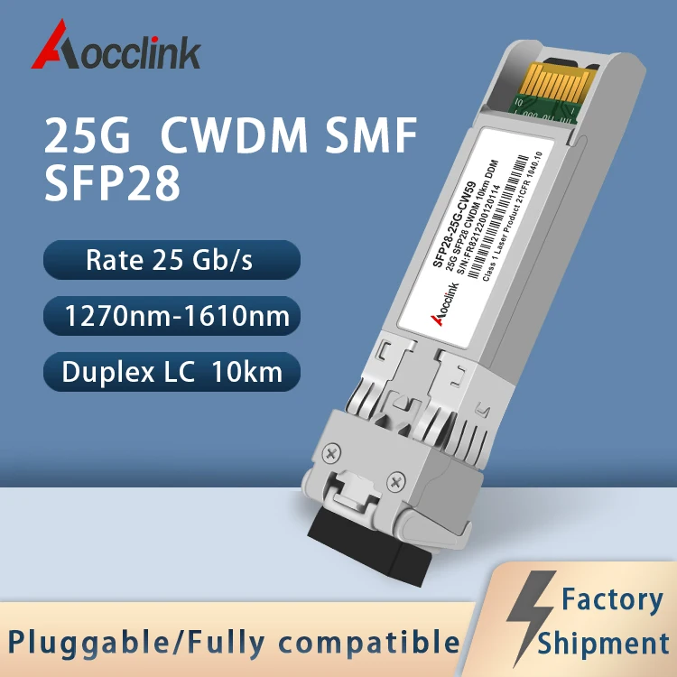 cwdm System 25G CWDM SFP28 MUXDEMUX 1270nm 1610nm 10KM SMF Fiber Optic Transceiver Module Duplex LC for Cisco Mikrotik