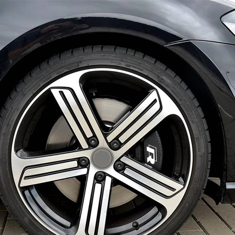 2026 Hot 4pcs Car Caliper Sticker Tire Brake Cover Waterproof Film Body Decals for Rline R Line Golf 3 5 7 Polo Passat GTI view 4
