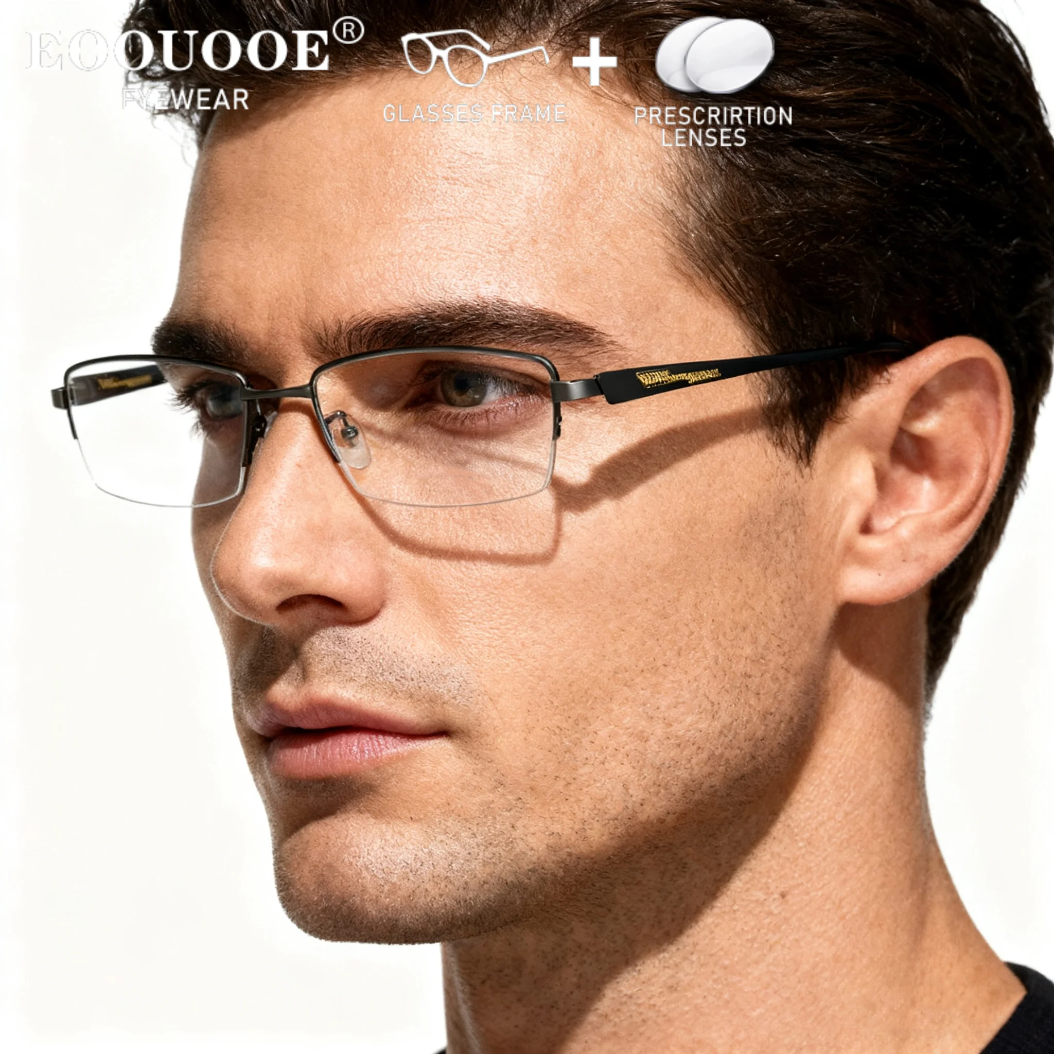 

Men Pure Titanium Glasses Frame Office Myopia Prescription Lenses Progressive Eyewear Reading Glasses Computer Anti-Blue Light
