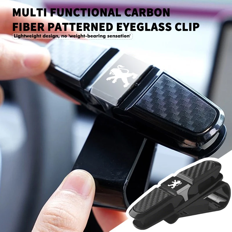 Clip para Gafas de Sol de Fibra de Carbono para Visera de Coche, Accesorios para Peugeot Expert Rifter 206 307 308 3008 207 208 407 508 2008