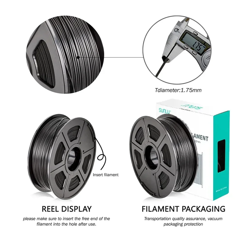 SUNLU 5KG PLAPLUS Filament 1.75MM Neatly Arranged No Knots No Bubble Eco-Friendly Non-Toxic Odorless Bright Color Good Toughness