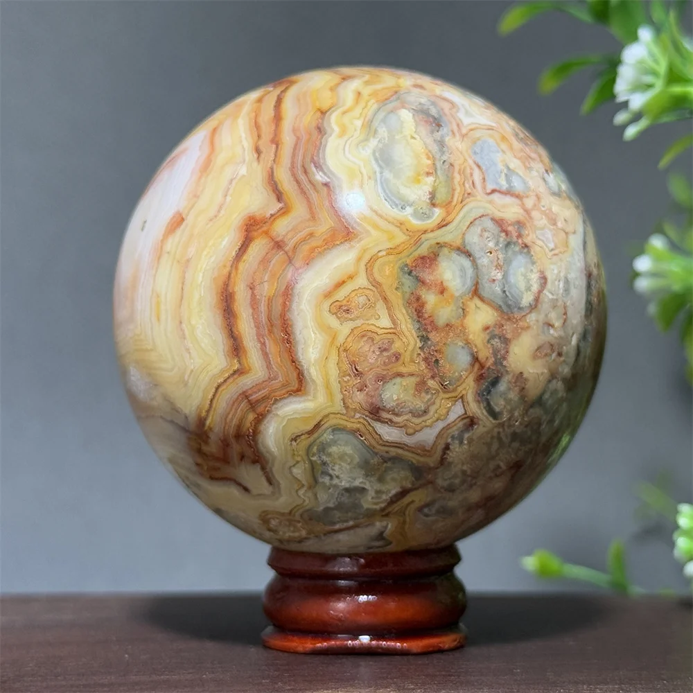 Bola de ágata loca con piedras preciosas naturales, meditación, terapia espiritual, adivinación, brujería, Bola de masaje energético, decoración del hogar + Base
