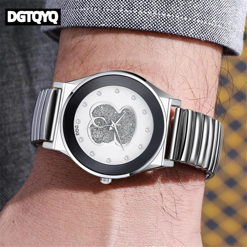 Luxury Ladies Black White Bear Diamond Simple Design Branded Quartz Watch Fashion Stretch Women Dress Clock Creative Watches - view 6