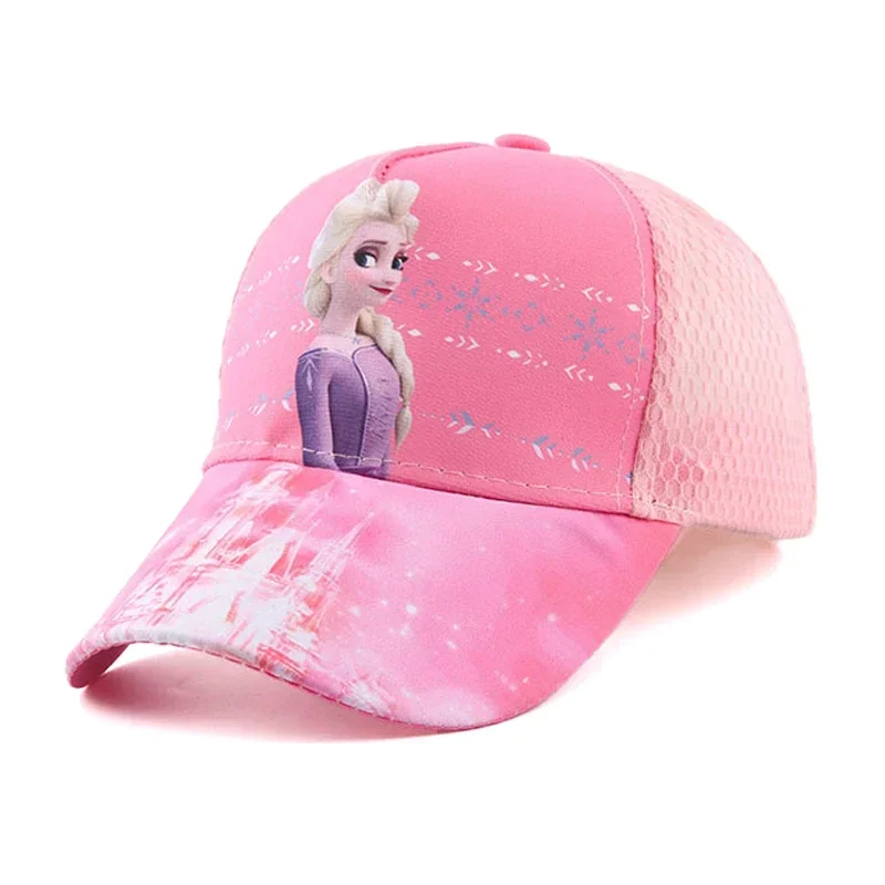 Disney Frozen Anime Summer Girls Hat Elsa Anna Baseball Cap For Children Mesh Breathable Sun Cap Kids Adjustable Hat Accessories