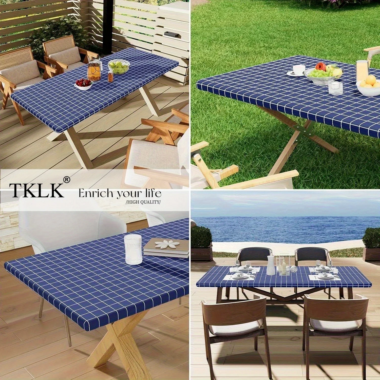 직사각형 테이블 천, 8피트 접이식 테이블용 탄성 폴리스터 테이블 커버, 피크닉용 식탁보, 캠핑, 멀티 사이즈