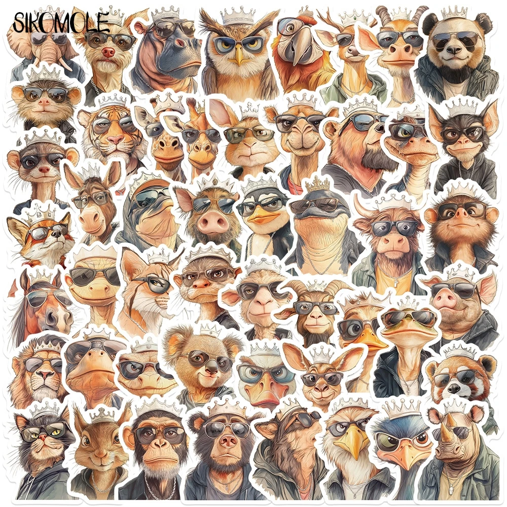 10/30/50pcs Sunglasses Animals King Vector Cartoon Graffiti Stickers Aesthetic Fridge Laptop Phone Diary Stationery Sticker