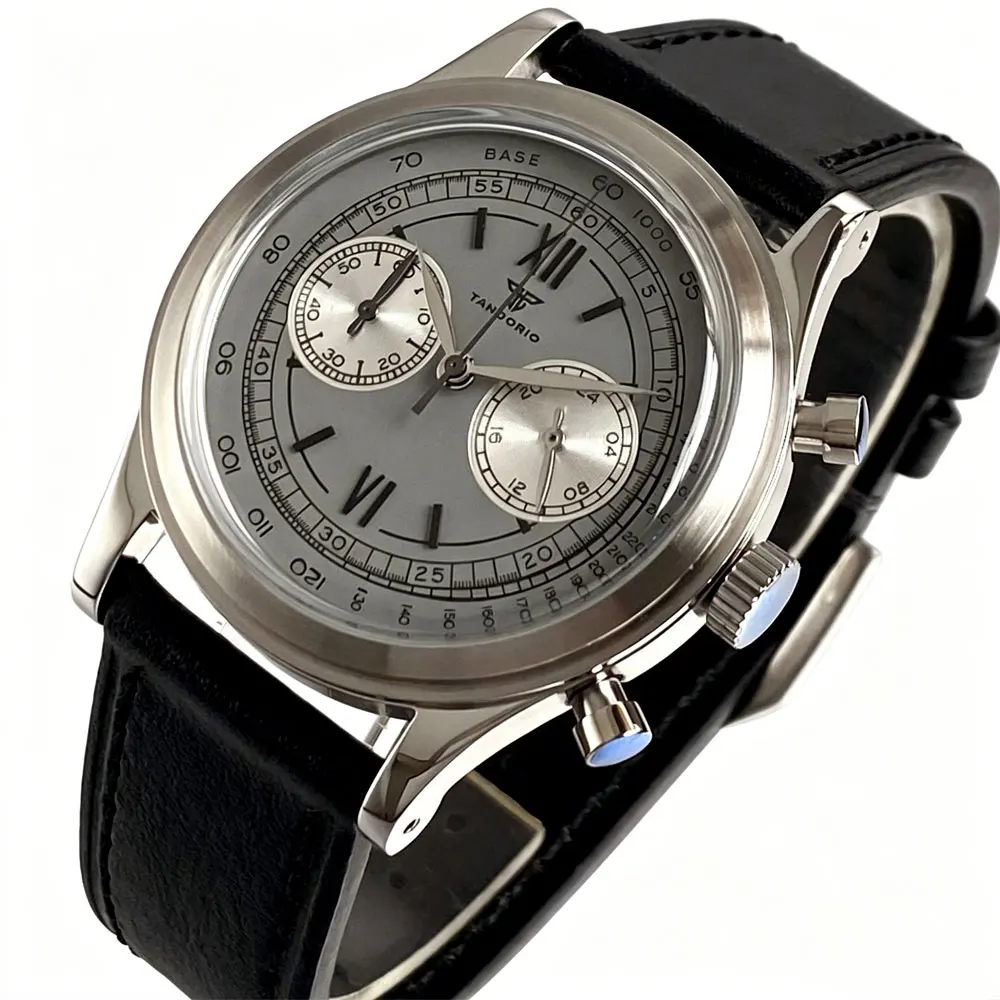 New Quartz Watches for Men MIYOTA OS20 Multi-function Chronograph Mineral Glass 38mm Sport Men Watches Leather Tandorio 3ATM