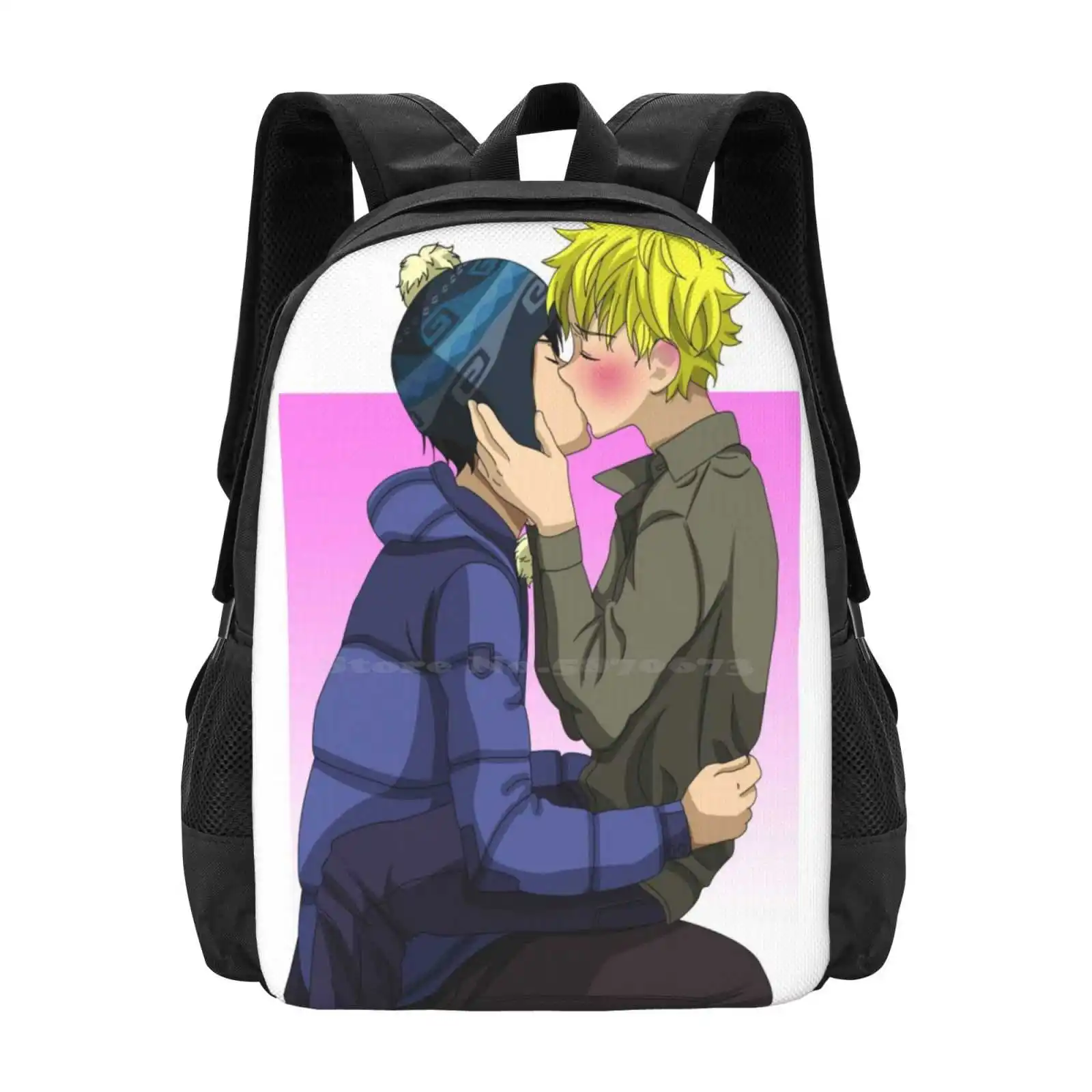 Creek Kiss-mochila escolar para estudiantes, bolsa de viaje para ordenador portátil, Sp Creek, Shelly, Tweek, Tweak, Fanart Kissing