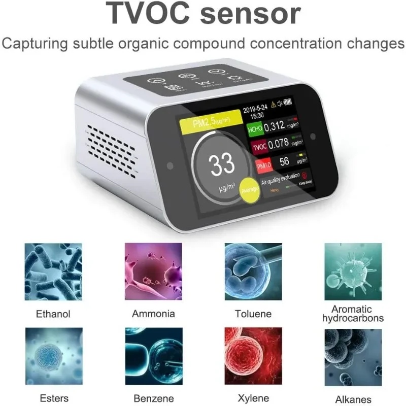 Tools.A16 Air Quality Monitor Indoor PM2.5 PM10 TVOC HCHO Tester PM1.0 Dust Meter VOC Test Formaldehyde Detector AQI Home