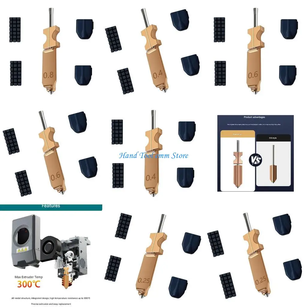 

H37F Precise Heating Nozzle Set 0.25mm 0.4mm 0.6mm 0.8mm for AD5X Nozzle Easy Installation