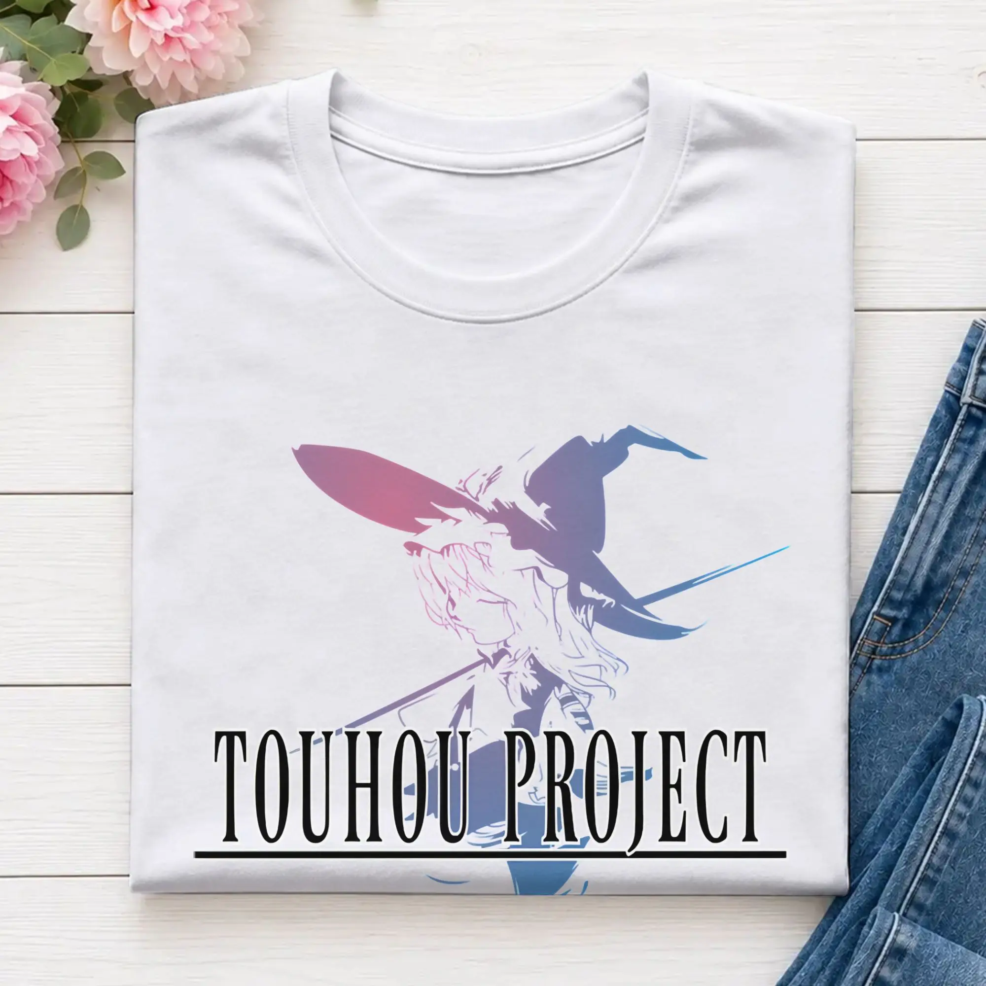 Touhou Witch Logo  T-Shirt Summer Touhou Project Hip Hop T-Shirts Mens Cotton O Neck Plus Size Tees Short-Sleeve Vintage Tops