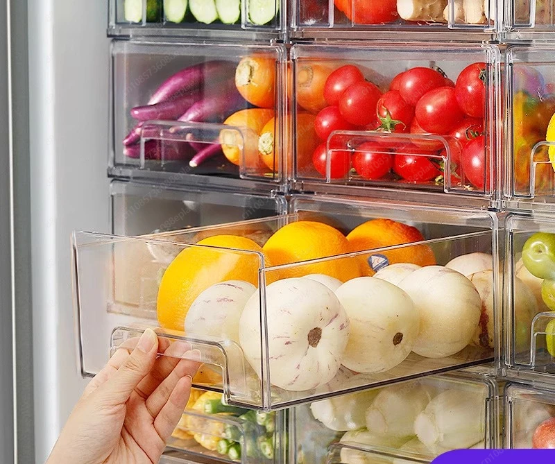 Kitchen Food Storage Drawer Set, Airtight Freezer Containers to Extend Freshness & Prevent Odor
