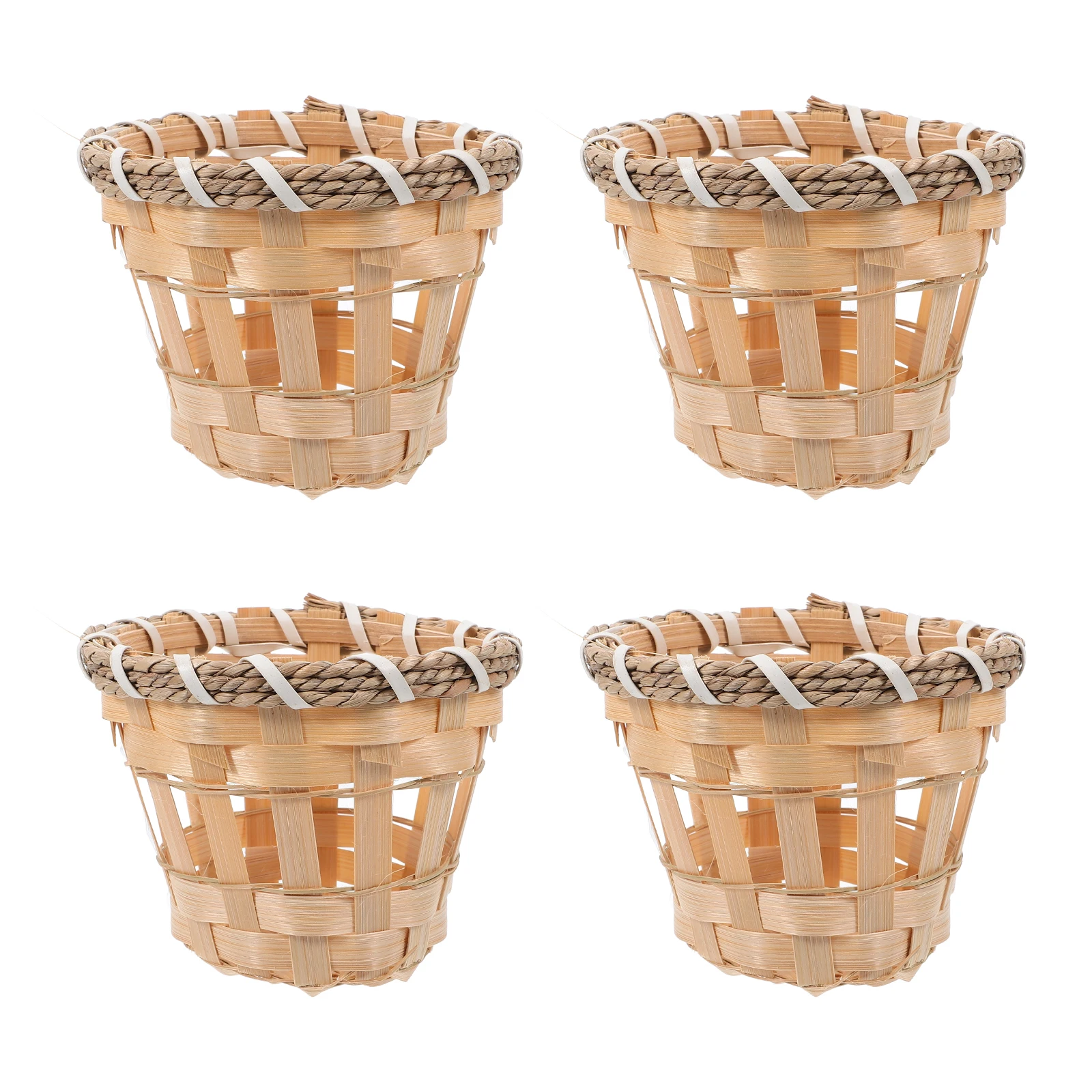 

4 Pcs Bamboo Lampshade Shades Small Hand Woven for Table Light Hand-woven Mini Decor Covers