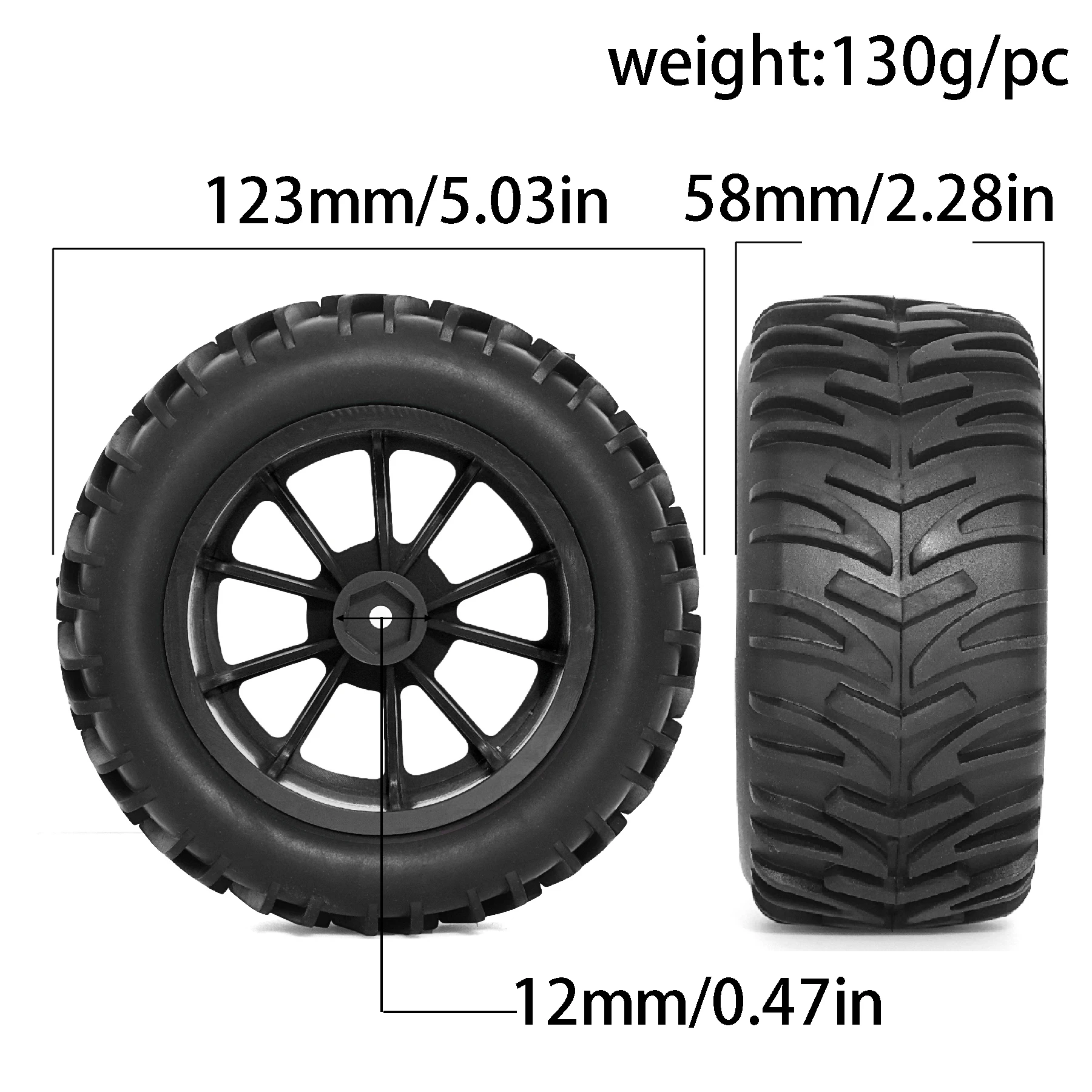 RED SPIDER  RC Truck Tires and Wheels for Arrma Granite Voltage Oil powered Car 94188 HSP Unlimited 1:10 electric Car 94111 Larg