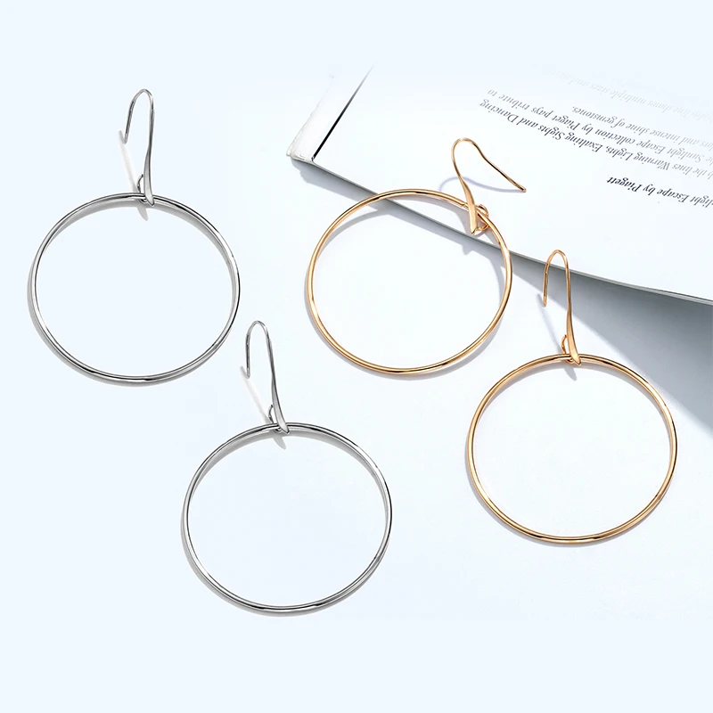 Fashion Woman Cold wind Hoop Earrings Ins Net Red big circle Ear rings Girl OL Minimalist All-Match Trend Workplace Ear Jewelry