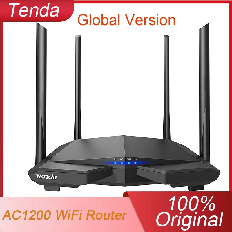 Tenda-AC6 Roteador WiFi, Roteador Internet Sem Fio de Alta Velocidade, MU-Mimo Beamforming, Cobertura de Longo Alcance, Original, Novo, Versão Global, AC1200, 5Ghz